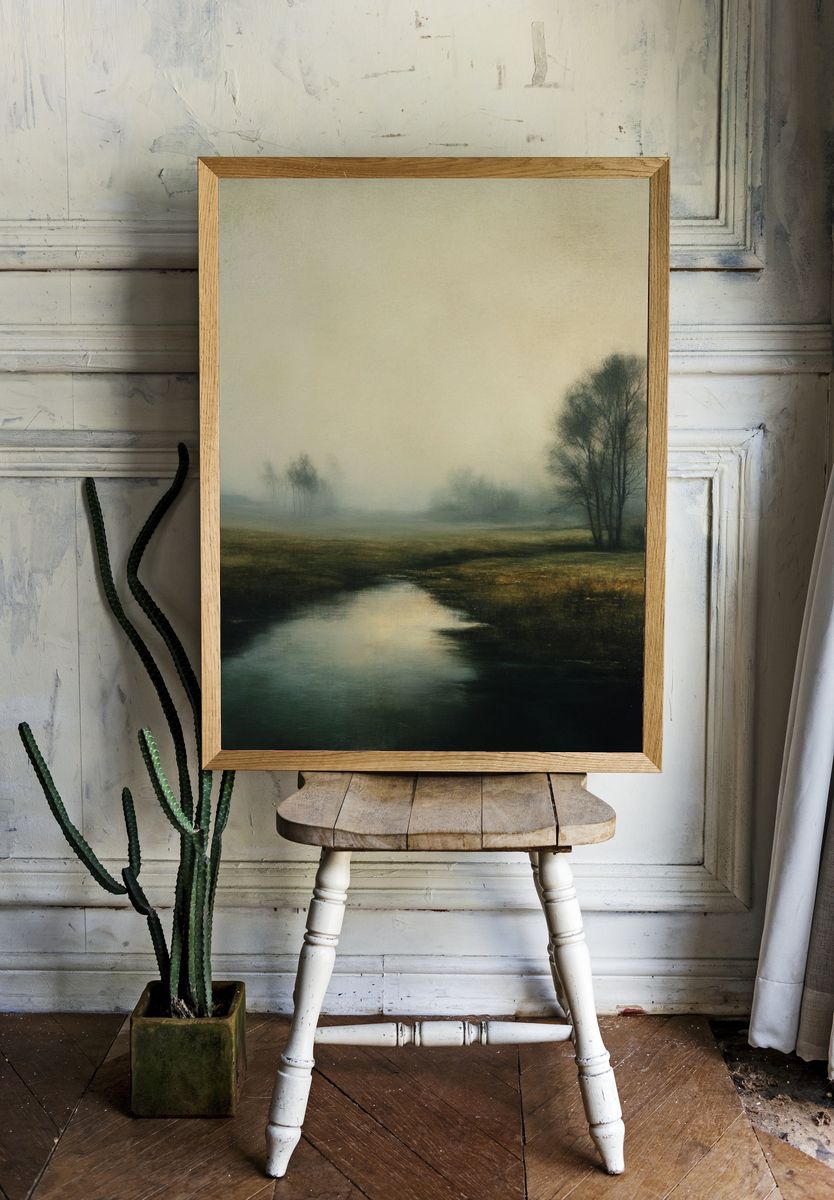 Misty River Landscape Print room preview
