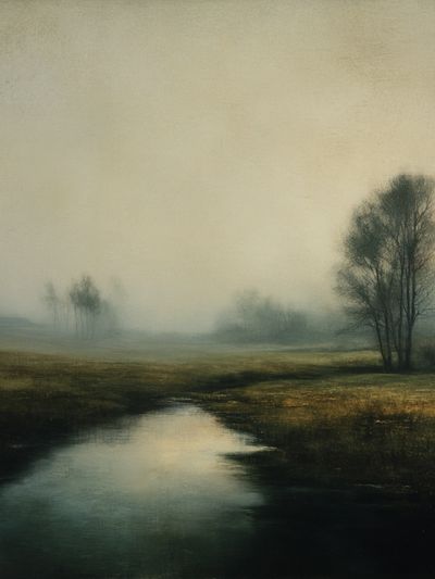 Misty River Landscape Print