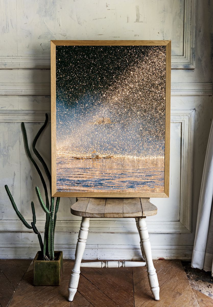 Golden Sea Spray Photography Poster. — room view 1