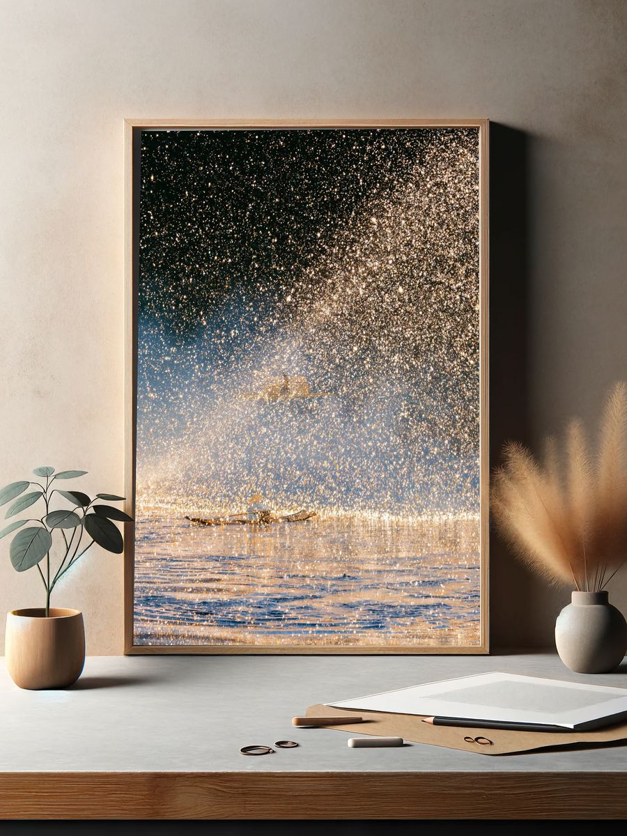 Golden Sea Spray Photography Poster. — room view 2