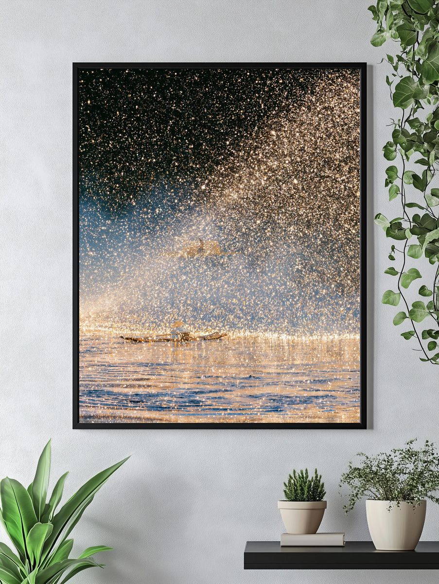 Golden Sea Spray Photography Poster. — room view 4