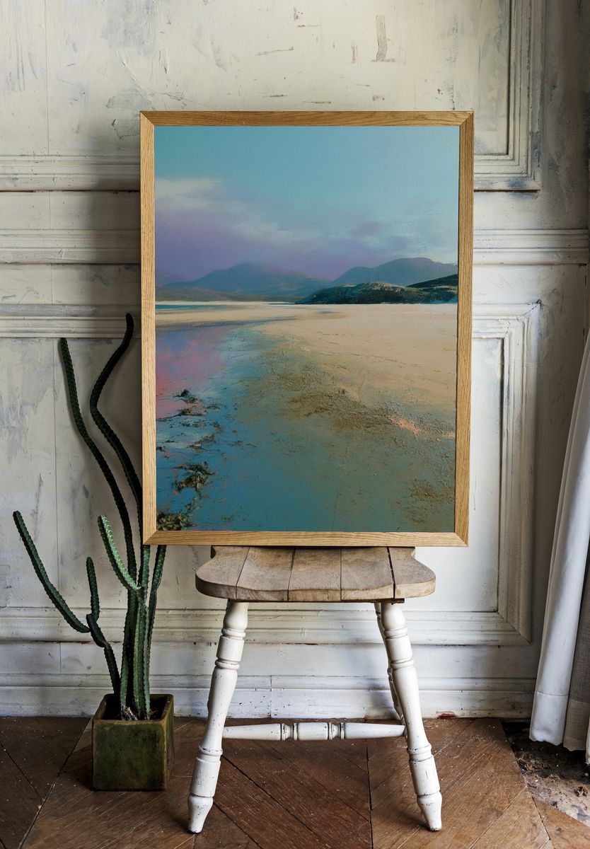 Pastel Coastal Landscape Print. room preview