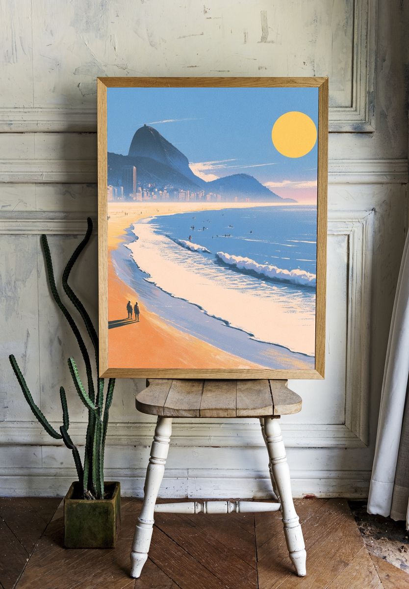 Sunlit Beach at Rio Print. room preview