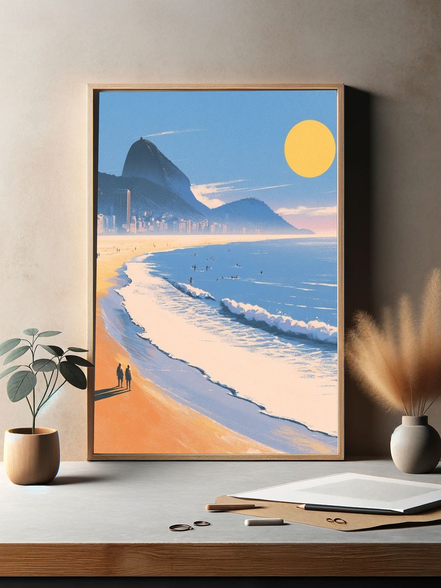 Sunlit Beach at Rio Print. — room view 2