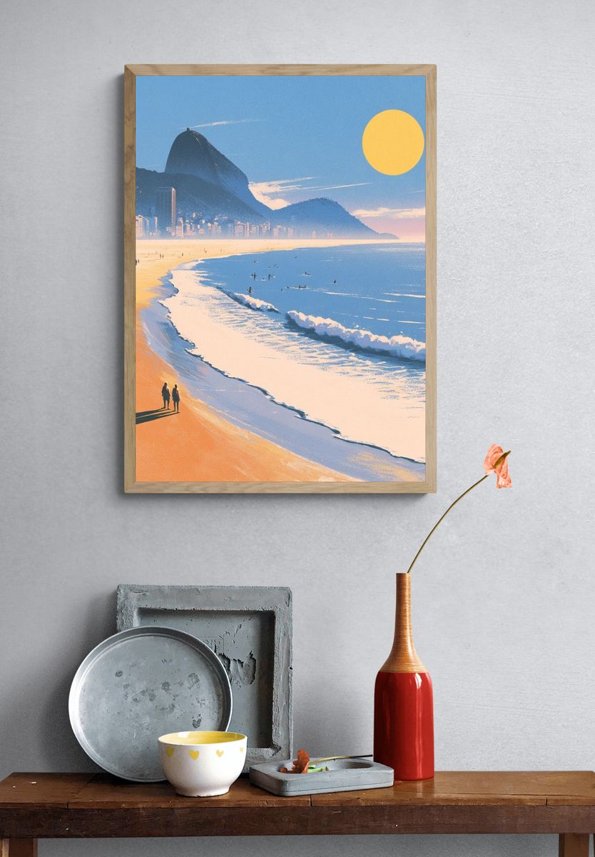 Sunlit Beach at Rio Print. — room view 3