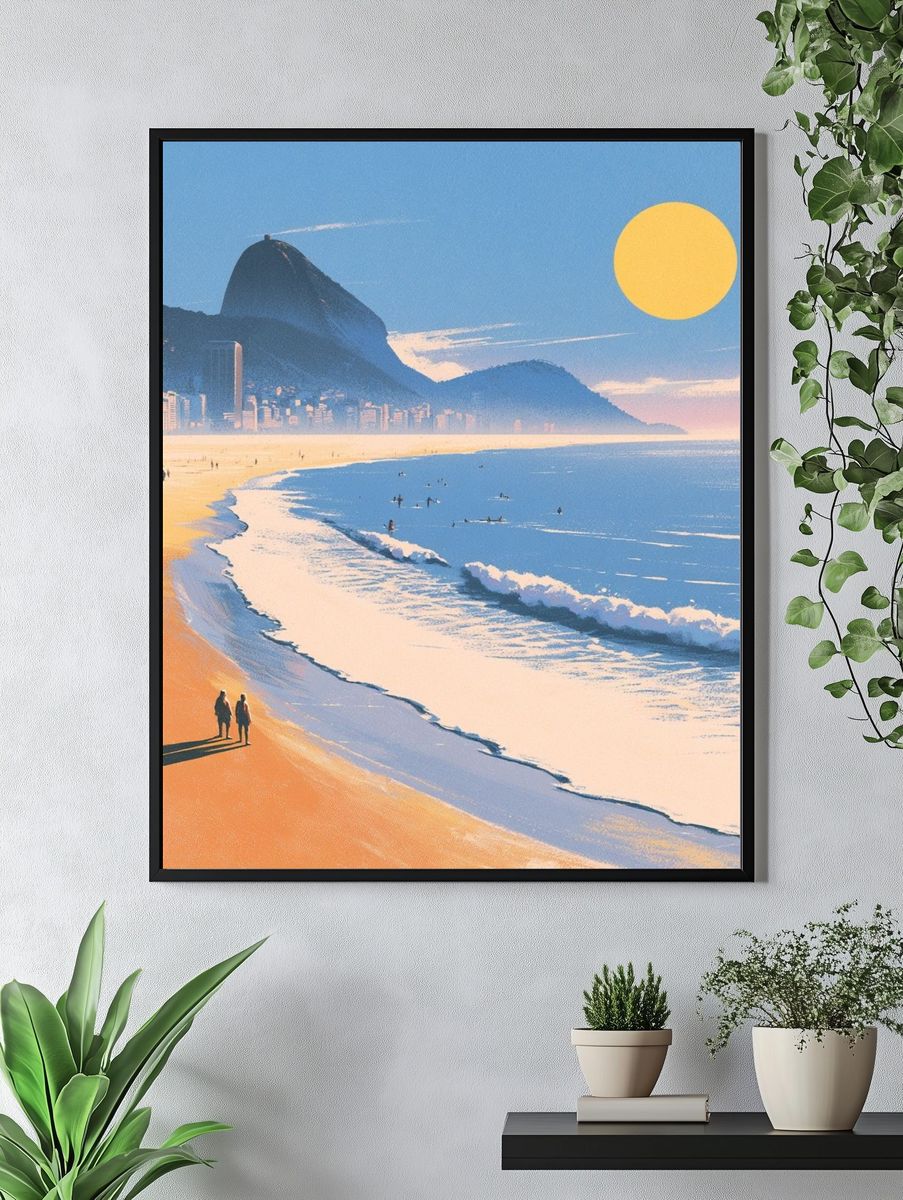 Sunlit Beach at Rio Print. — room view 4