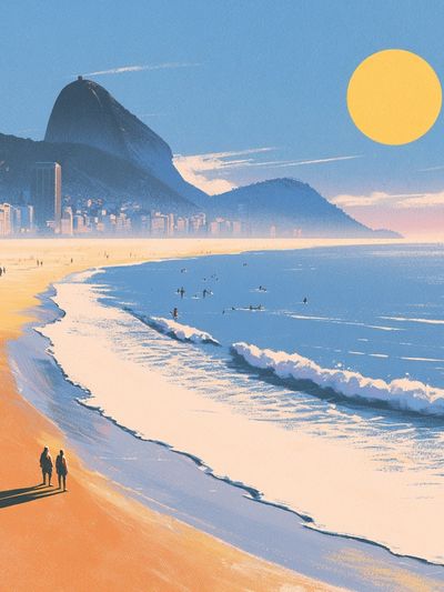 Sunlit Beach at Rio Print.