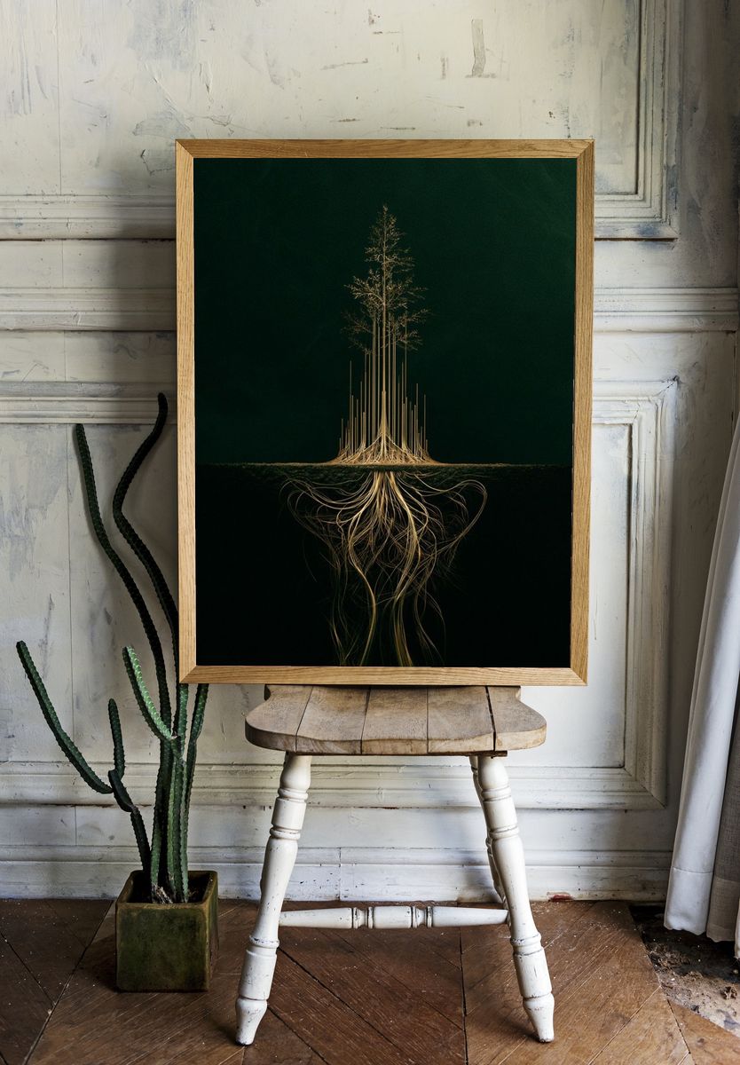 Surreal Tree Roots Print. — room view 1