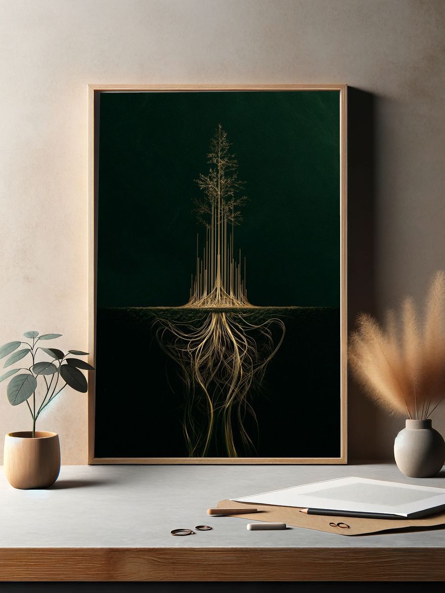 Surreal Tree Roots Print. — room view 2