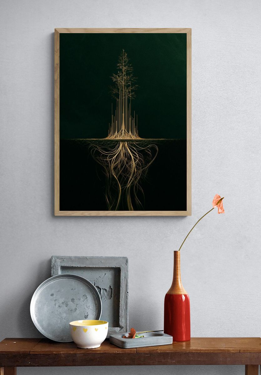 Surreal Tree Roots Print. — room view 3