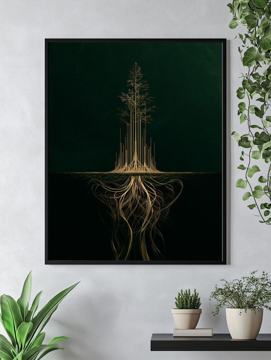 Surreal Tree Roots Print. — room view 4
