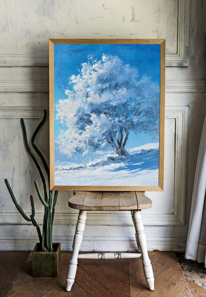 Snowy Tree Winter Landscape Poster room preview