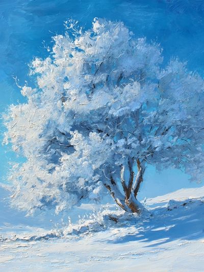 Snowy Tree Winter Landscape Poster