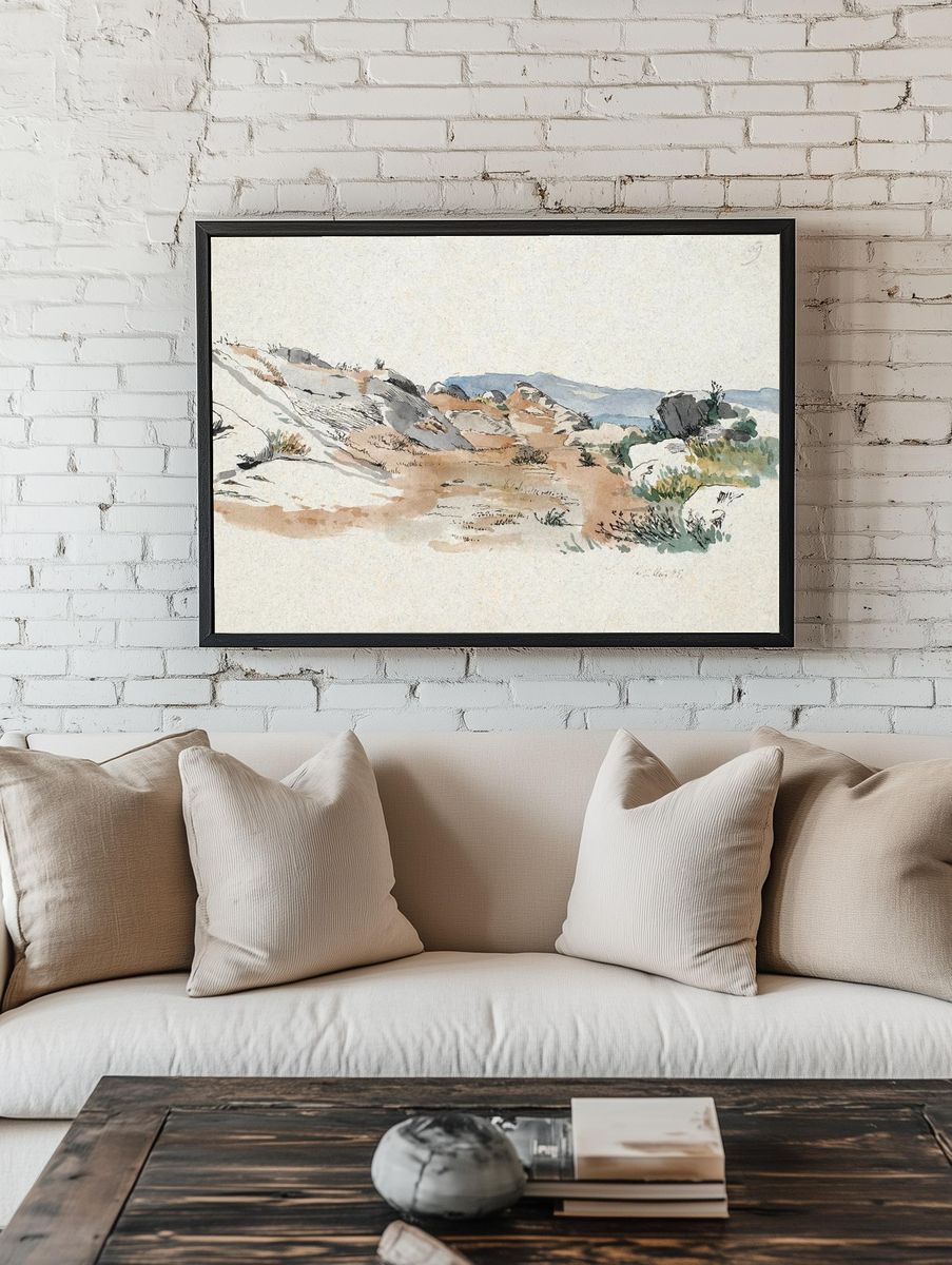 Italian landscape boulders (1845), vintage. room preview