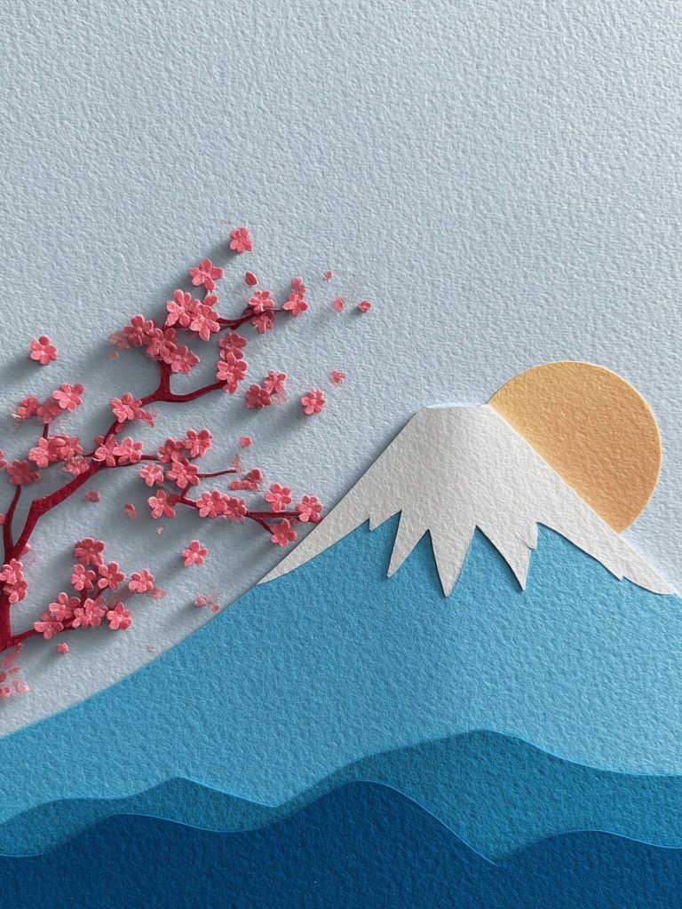 Mount Fuji Sakura Landscape Print. poster detail
