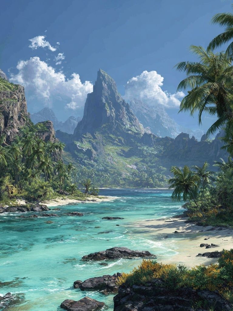 Tropical Lagoon Paradise Poster. poster detail