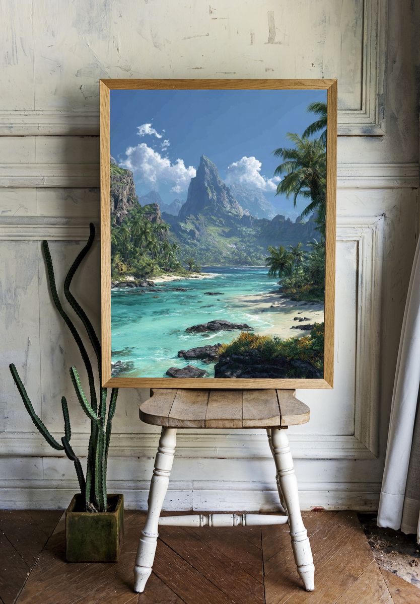 Tropical Lagoon Paradise Poster. — room view 1