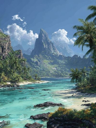 Tropical Lagoon Paradise Poster. poster