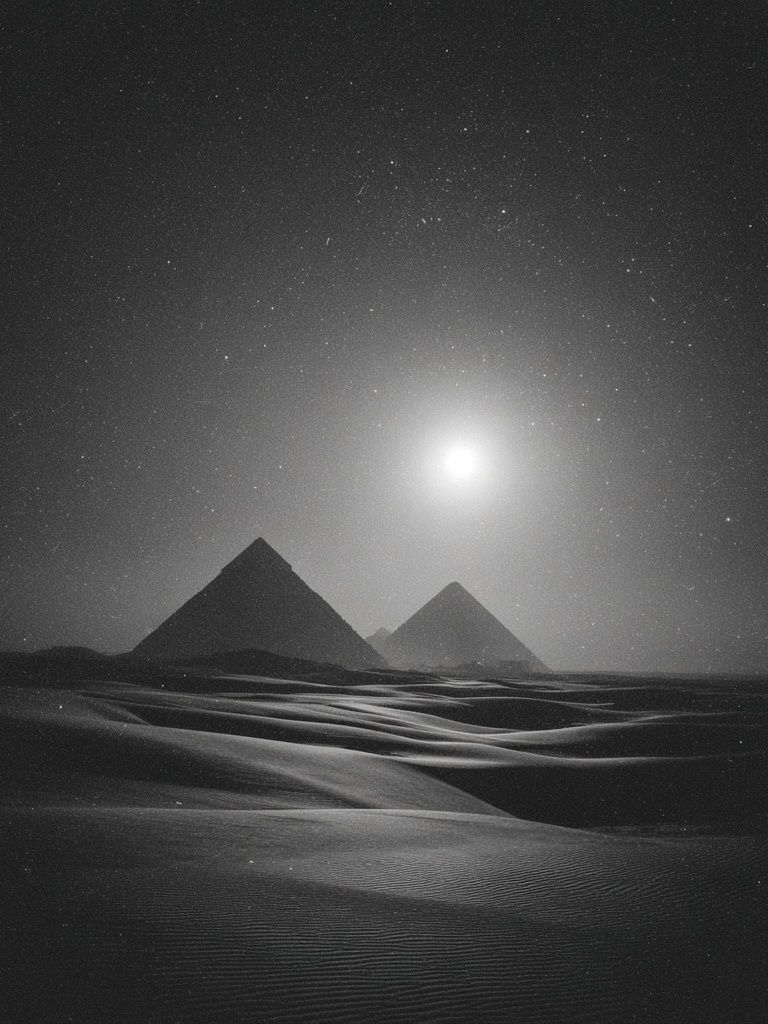 Moonlit Desert Pyramids Print. poster detail