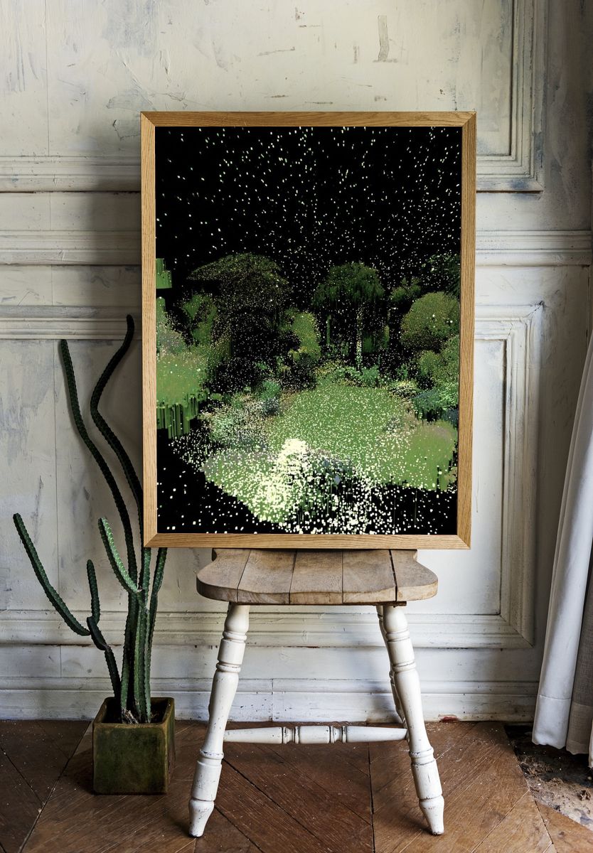 Dreamy Garden Nightscape Print. room preview