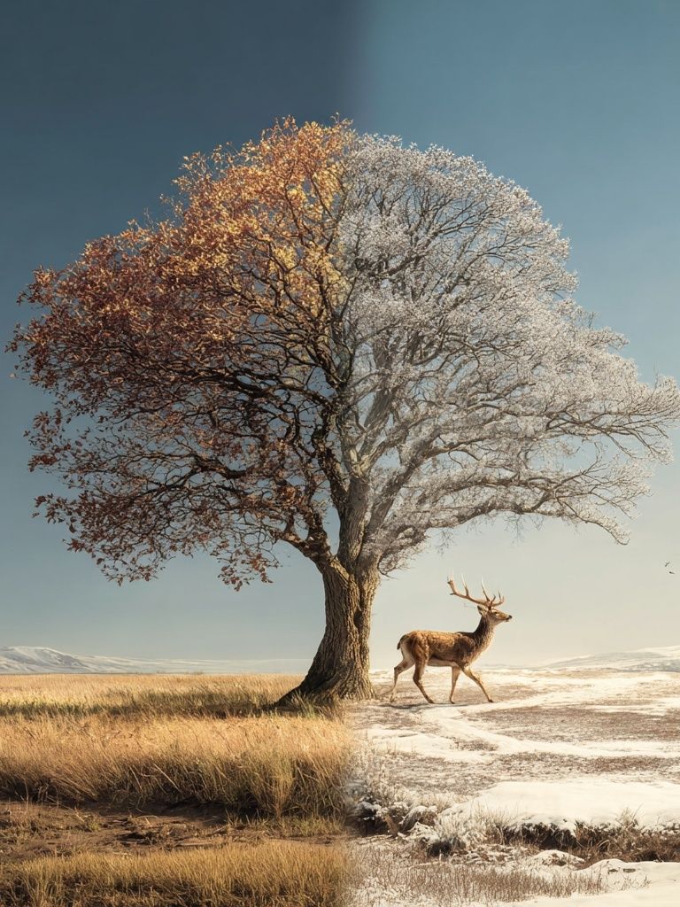 Seasonal Deer Tree Poster. poster detail