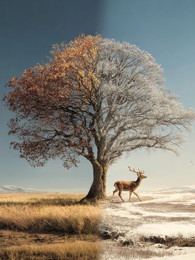 Seasonal Deer Tree Poster. poster