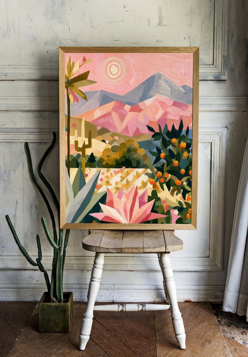 Desert Bloom Landscape Print. room preview