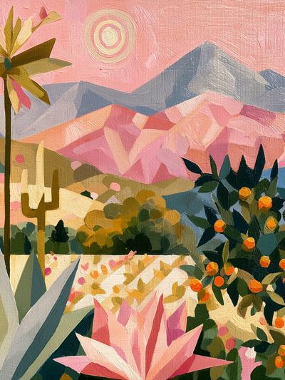 Desert Bloom Landscape Print. poster