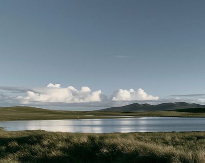 Misty Highland Lake Landscape Print. poster
