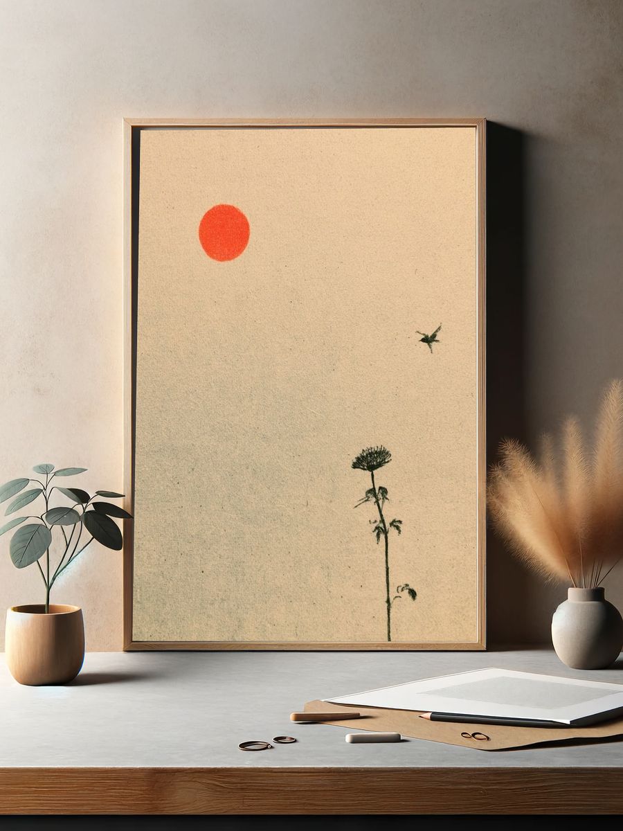 Minimal Sun and Plant Poster. — room view 2