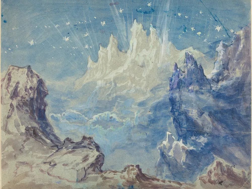 Dreamy Mountain Landscape Watercolor Print. poster — nature art