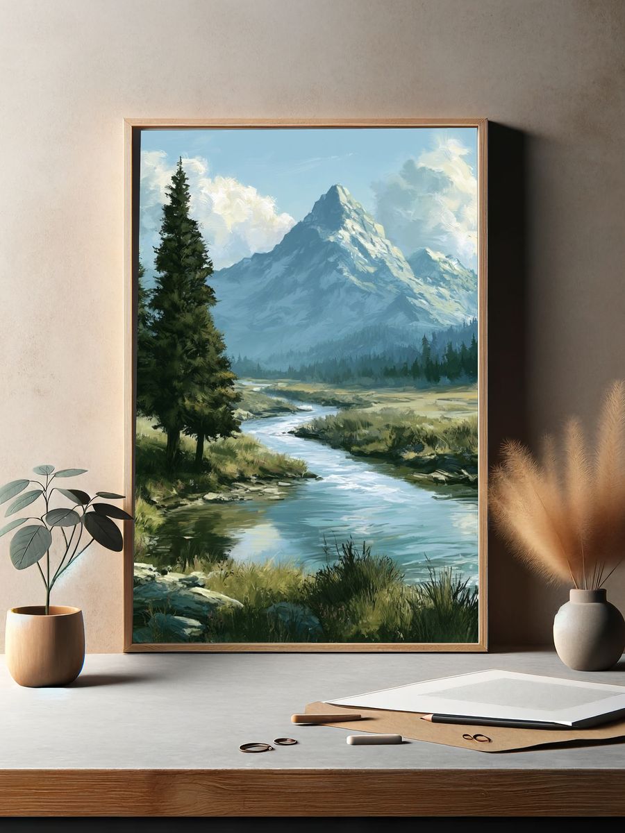 Tropical Mountain Coast Poster. — room view 2