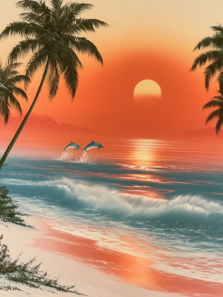 Tropical Sunset Beach Poster. poster — nature art