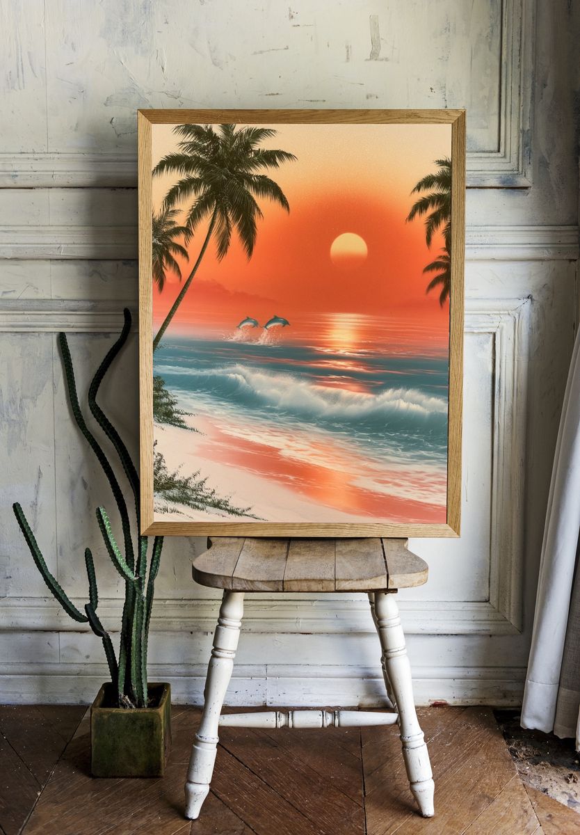 Tropical Sunset Beach Poster. — room view 1