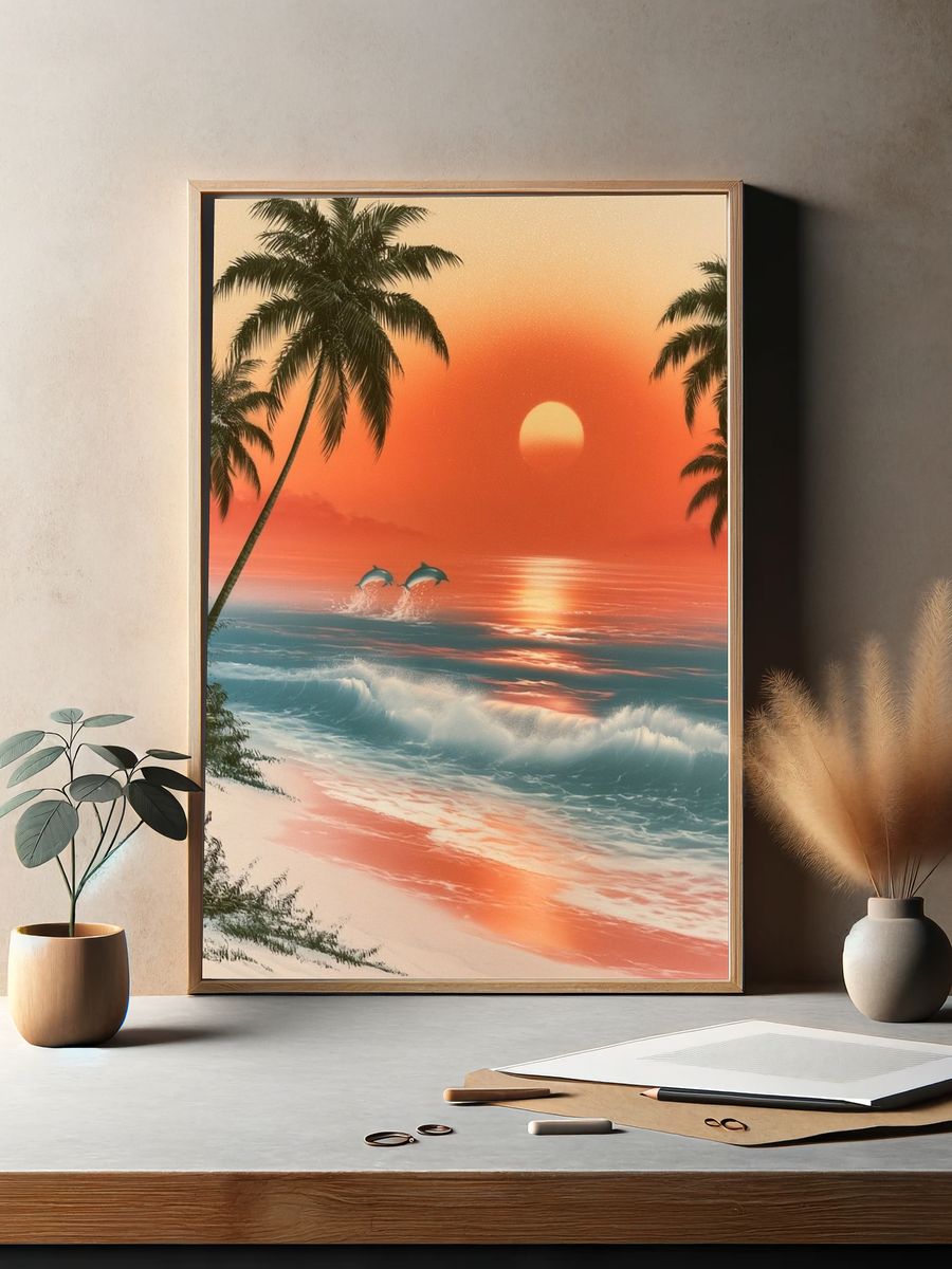 Tropical Sunset Beach Poster. — room view 2
