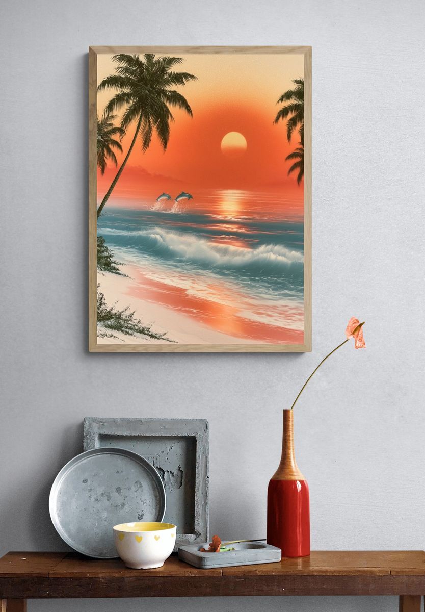 Tropical Sunset Beach Poster. — room view 3
