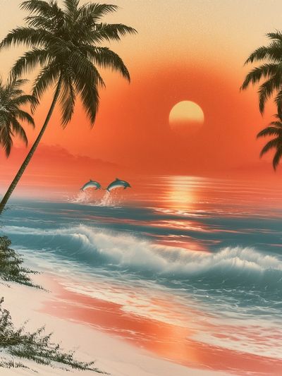 Tropical Sunset Beach Poster. poster