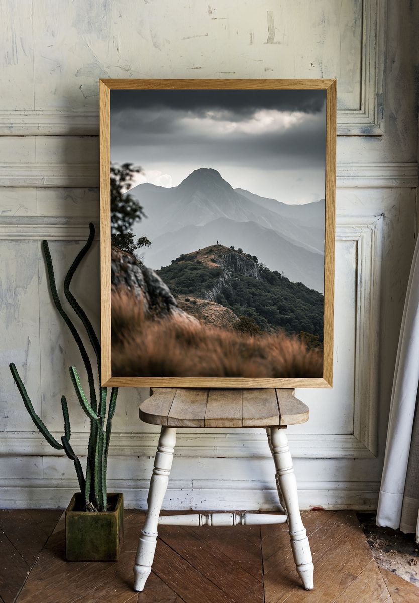 Misty Mountain Peak Photography Poster. — room view 1