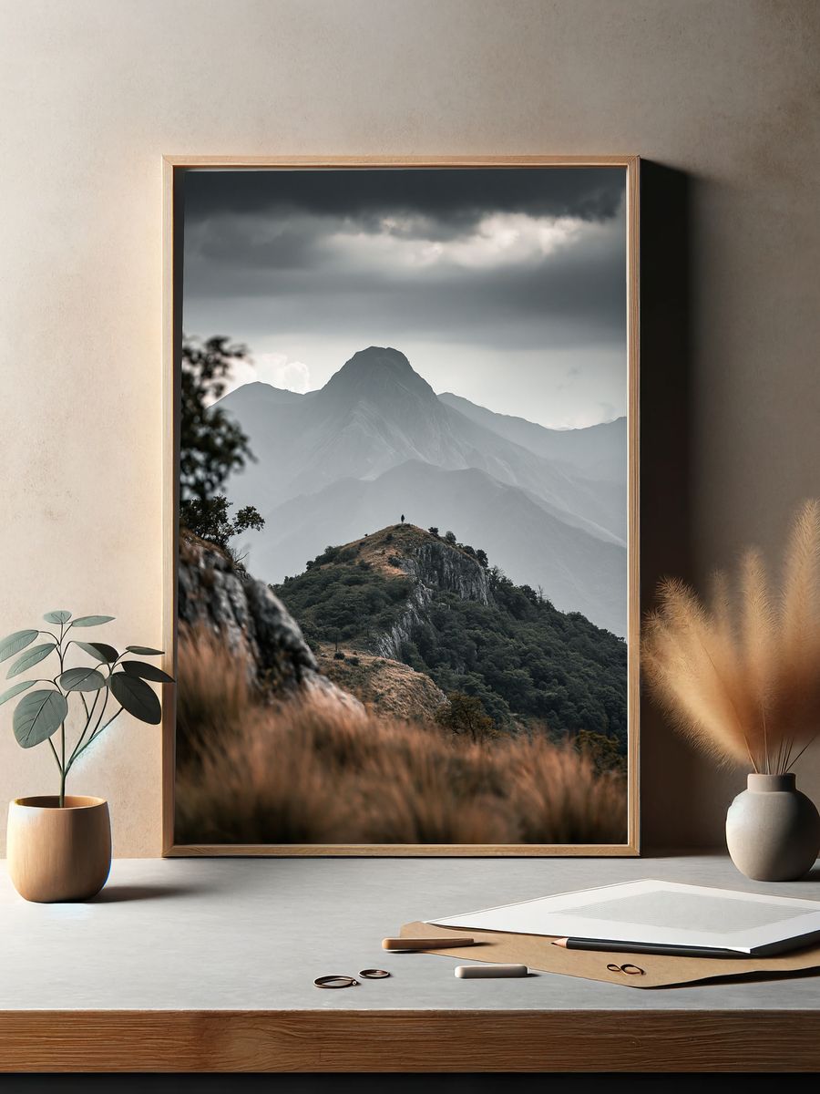 Misty Mountain Peak Photography Poster. — room view 2