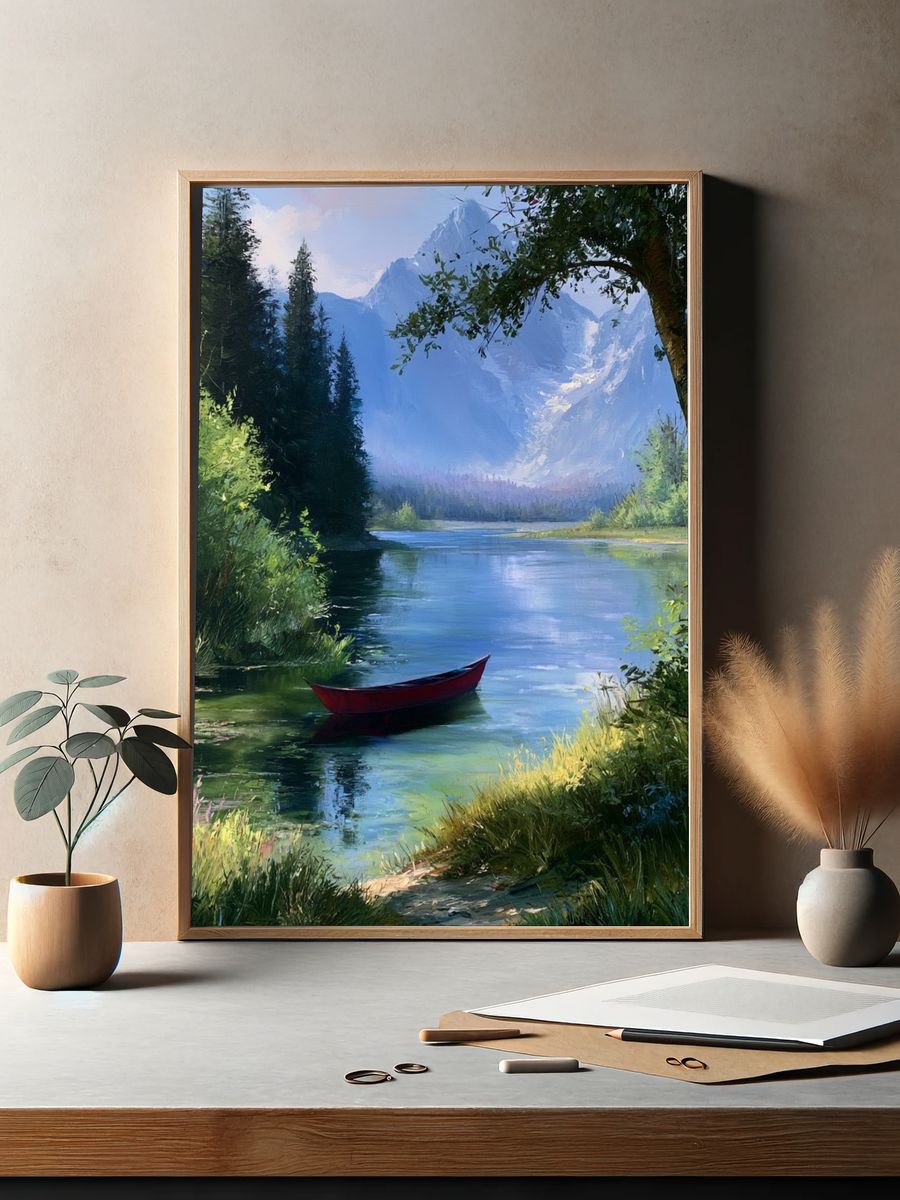 Mountain Lake Landscape Poster. — room view 2