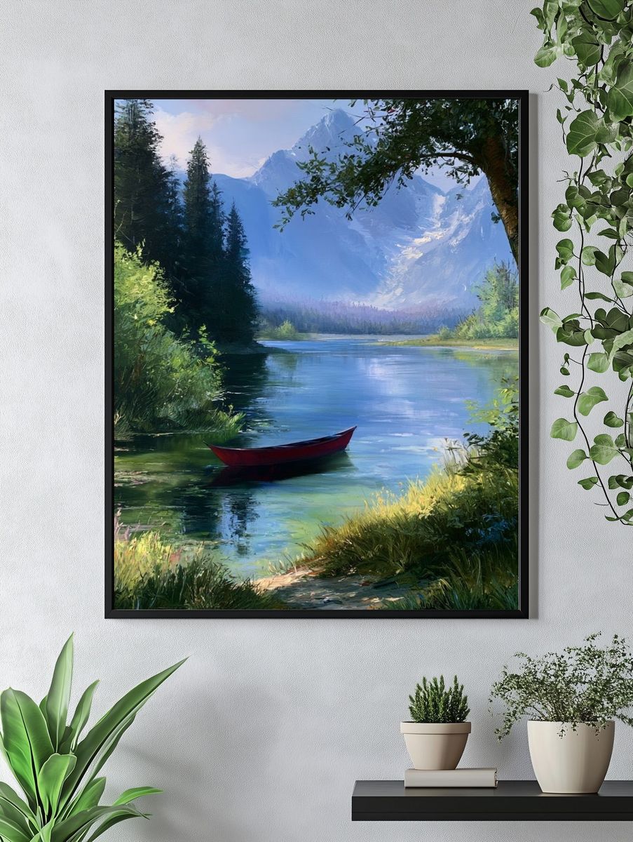 Mountain Lake Landscape Poster. — room view 4