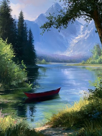 Mountain Lake Landscape Poster. poster
