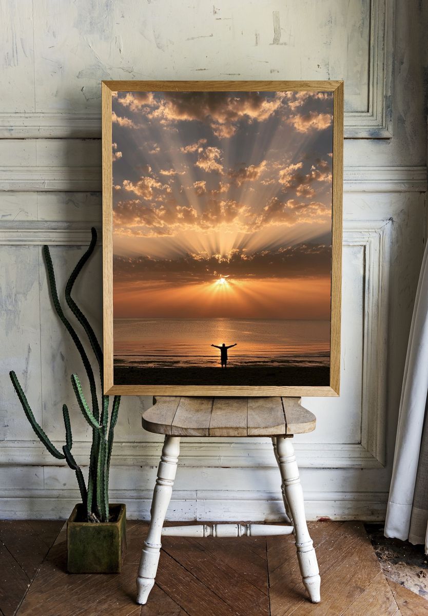 Sunrise Over Calm Sea Print. — room view 1