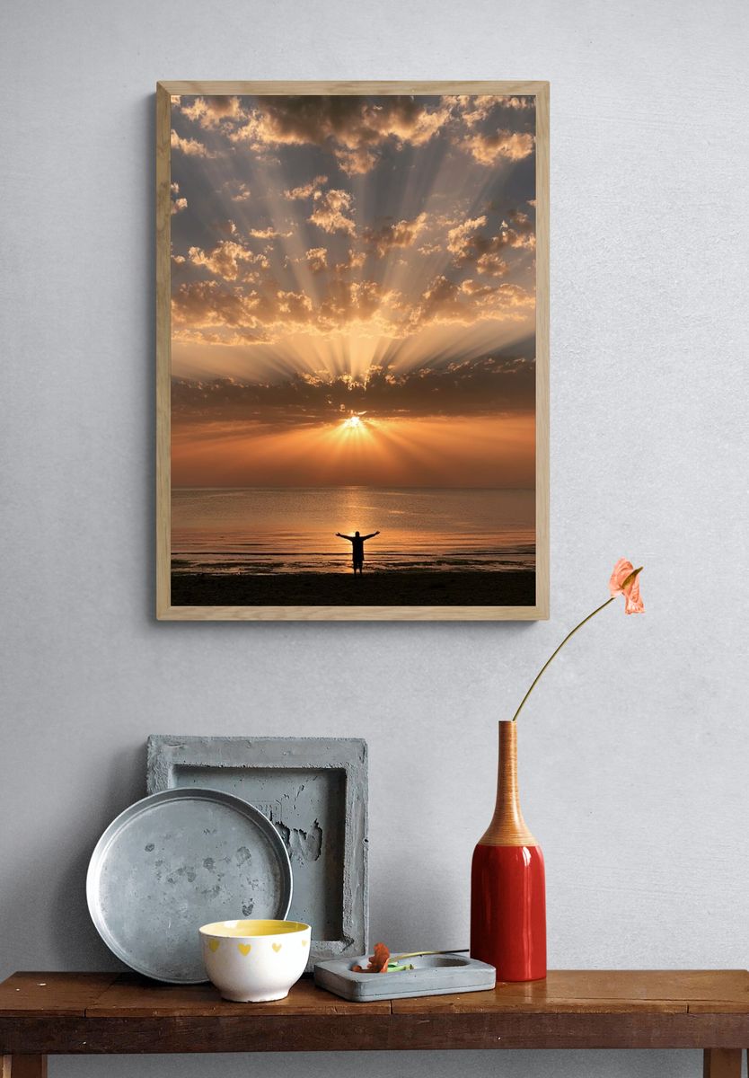 Sunrise Over Calm Sea Print. — room view 3