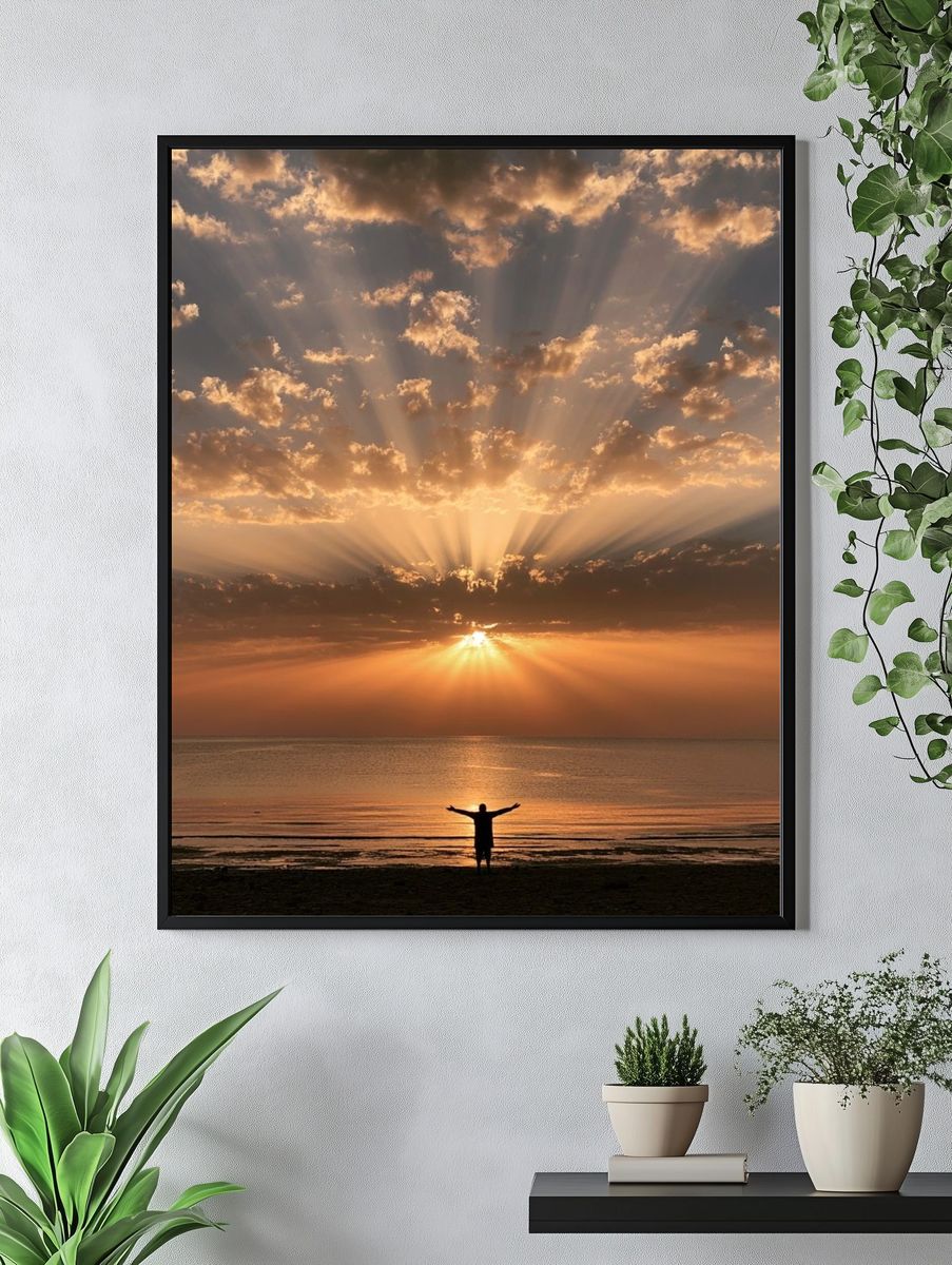 Sunrise Over Calm Sea Print. — room view 4