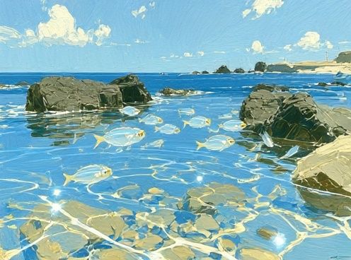 Coastal Fish in Blue Water Poster. poster detail