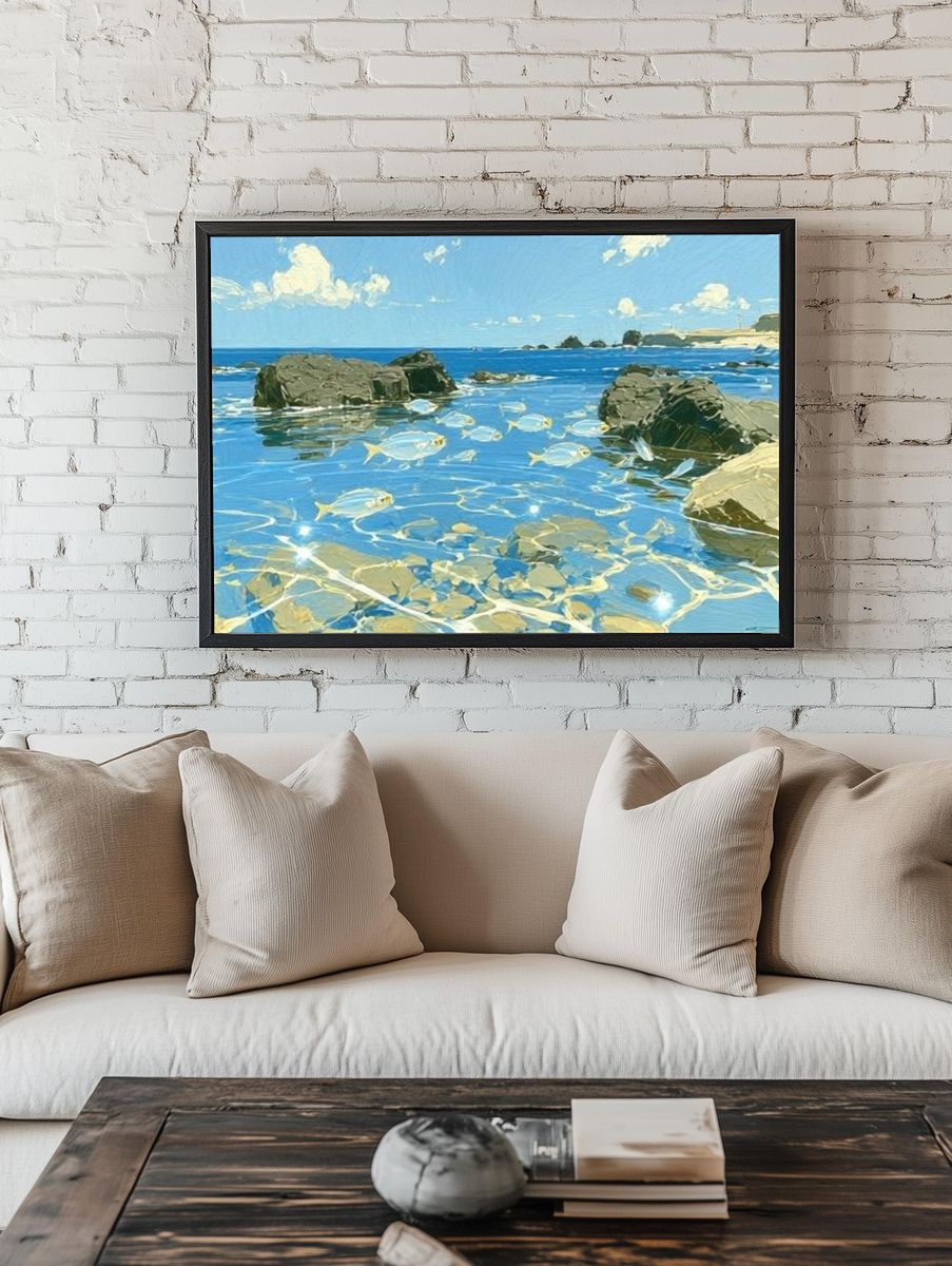 Coastal Fish in Blue Water Poster. room preview
