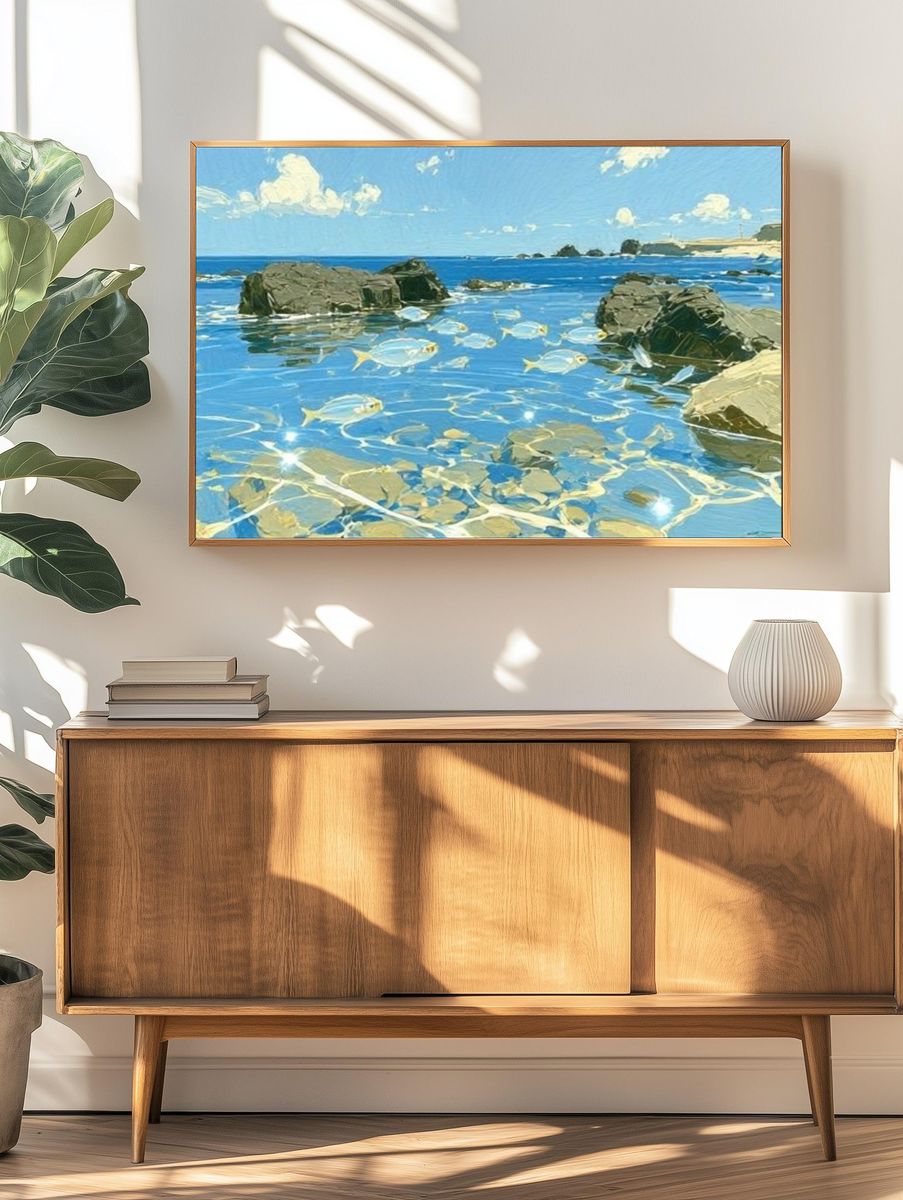 Coastal Fish in Blue Water Poster. — room view 3