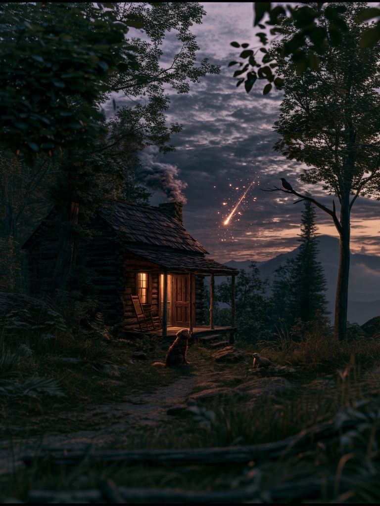 Meteor Cabin Forest Print. poster detail