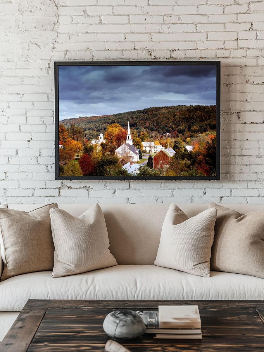 Autumn Village Landscape Poster. — room view 1